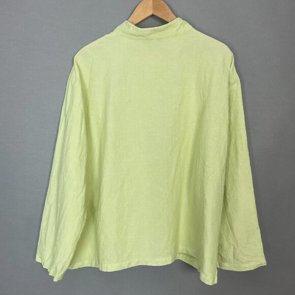 Eileen Fisher Top Long Sleeve Button-Up Pocket Single Pocket Pale Lime Green 2X - Picture 16 of 16
